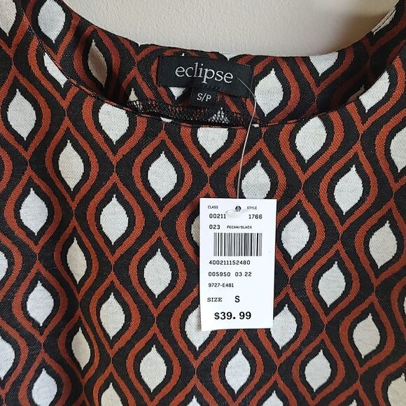 New With Tags Eclipse Size Small Sleeveless Retro Print Jumper With Flap Pockets - Picture 9 of 12